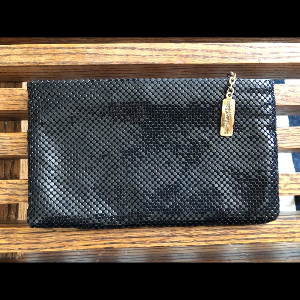 Whiting & David black metal mesh clutch